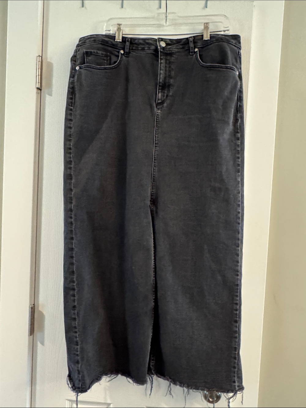 LOFT Black Denim Midi/Maxi Skirt